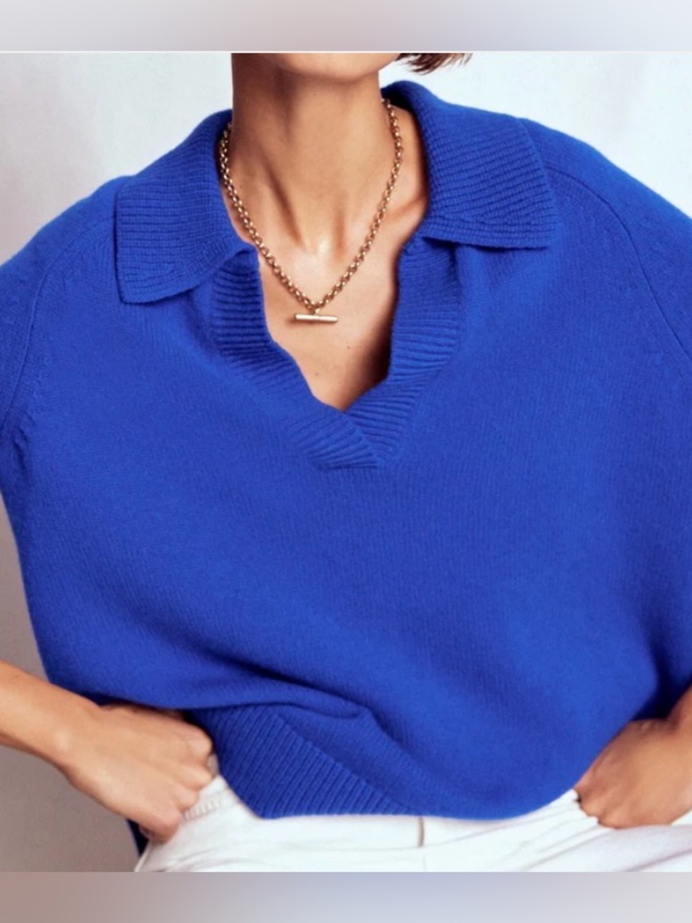 NWOT BODEN Marion Merino Henley Jumper-Blue Heron size XL - Picture 2 of 11
